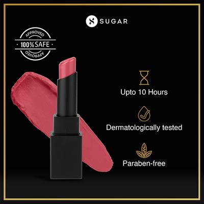 SUGAR Cosmetics Nothing Else Matter Longwear Lipstick - 17 Pep Talk (Hot Pink Watermelon Pink) 3.2 gm - Lipsticks