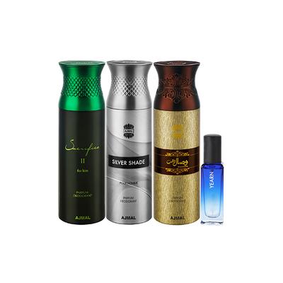Ajmal Sacrifice II & Silver Shade & Wisal Dahab Deo & Yearn EDP Pack of 4 20 ml - Women Perfumes (Edt/Edp)