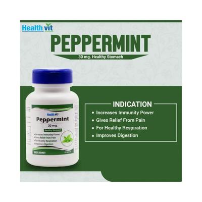 Healthvit Peppermint 30mg Healthy Stomach -Capsules 60's - Herbal Dietary Supplement