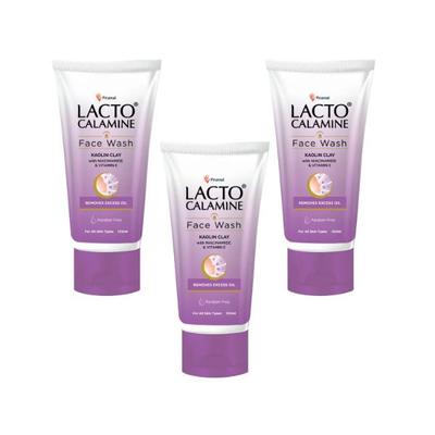 Lacto Calamine Daily Facewash with Kaolin Clay, Niacinamide and Vitamin E for Oily Skin 100ml 3's - Face Wash & Cleansers