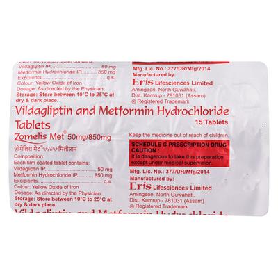 ZOMELIS MET 50/850mg Tablet 15's - Diabetes-Ant