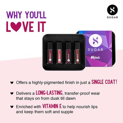 SUGAR Cosmetics 9 to 5 Classics Mini Lipstick Set of 4 - 1.1 ml 1's - Lipsticks