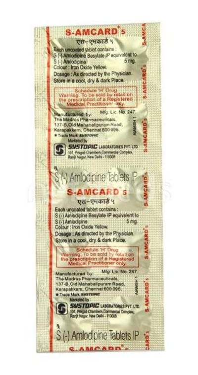 S Amcard 5mg Tablet 10'S - Hypertension-Cal