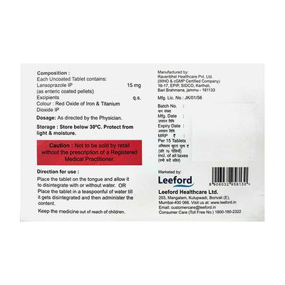 LANSOFORD JUNIOR 15 Tablet 10's - Ulcer/Reflux/Flatulence-Aaa