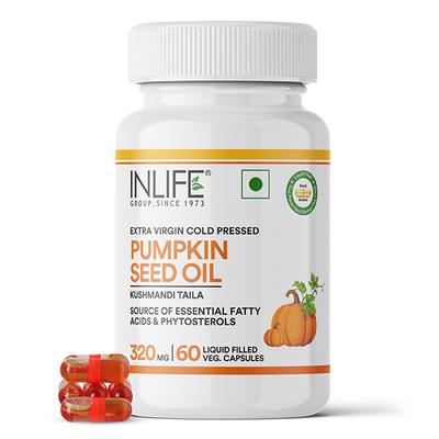INLIFE Extra Virgin Cold Pressed Pumpkin Seed Oil 320mg Veg Capsules 60's - Omega Fish Oil Fatty Acids