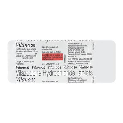 Vilano 20mg Tablet 10 - Depression-Ant