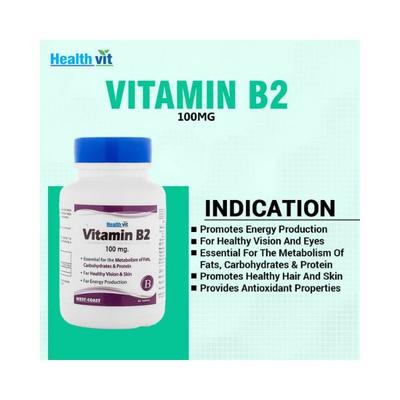 Healthvit Vitamin B2 Riboflavin 100MG- Tablets 60's - Multi-Vitamins