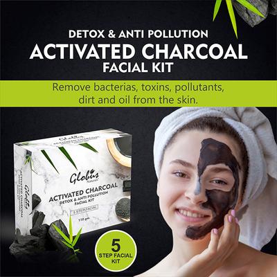 Globus Naturals Charcoal Facial Kit For Skin Exfoliation & Refreshed Glowing Skin 110 gm - Facial Kits