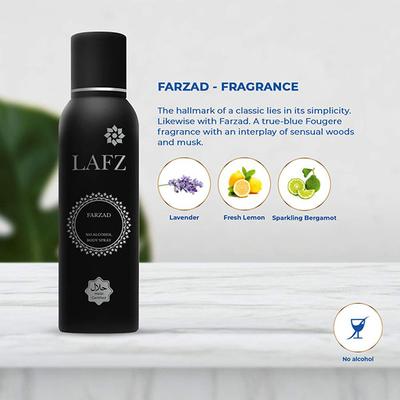 Lafz Farzad No Alcohol Deodorant Spray - For Men 150 ml - Men Deodorants/Roll-Ons