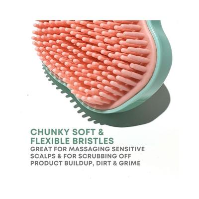 Alan Truman Super-Soft Shampoo & Scalp Massage Brush - Green/Pink 1's - Hair Brushes