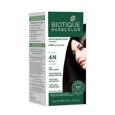 Bio Herbcolor 4N Brown Conditioning Color (50gm +110ml + 160ml) - Crème