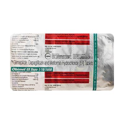 OBIMET GX DAPA 10/1/1000 Tablet 10's - Diabetes-Ant