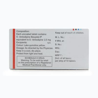 S Amlosafe 2.5mg Tablet 10'S - Hypertension-Cal