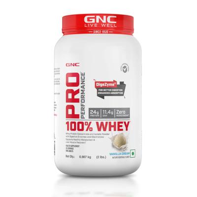 GNC Pro Performance 100% Whey Protein Powder - Vanilla Cream 907gm - Whey Proteins