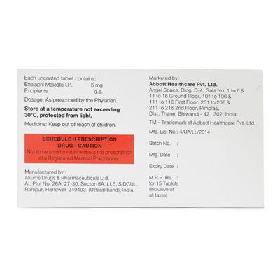 ENACE 5mg Tablet 15's - Hypertension-ACE