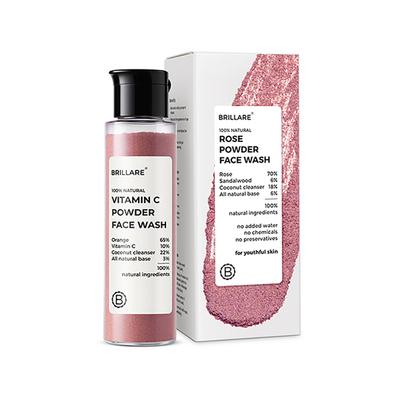 Brillare Rose Powder Face Wash For Well Hydrated, Younger Looking Skin 30 gm - Face Washes