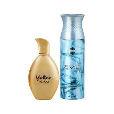 Maryaj Goldie EDP Fruity Floral Perfume And Ajmal Avid Homme Deodorant Aquatic Woody Fragrance 300 ml - Perfumes (Edt/Edp)
