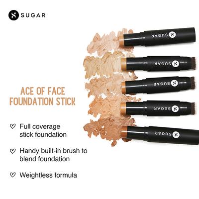 SUGAR Cosmetics Ace Of Face Foundation Stick - 45 Con Panna (Medium Beige Golden Undertone) 12 gm - Foundation