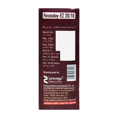 ROVASDAY EZ 20 Tablet 10's - High Cholesterol-Dys