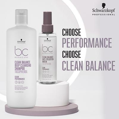 Schwarzkopf Professional Bonacure Clean Balance Deep Cleansing Shampoo with Tocopherol for All Hair Types with Vegan Keratin 1000 ml - Shampoos