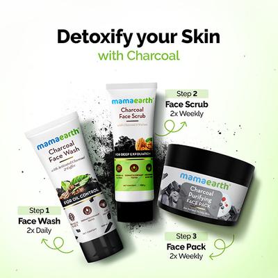 Mamaearth Charcoal Purifying Face Pack Activated Charcoal & Glycolic Acid Skin Detoxification 200 gm - Face Packs