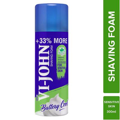 VI-John Sensitive Skin Shaving Foam with Vitamin E Enriched & Anti Bacterial Properties 300 gm - Shaving Foams