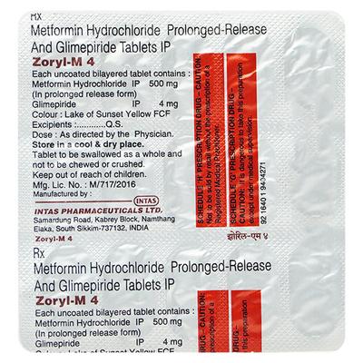 ZORYL M 4mg Tablet 15's - Diabetes-Ant