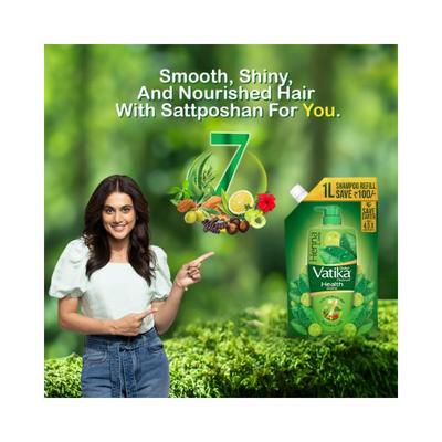 Dabur Vatika Health Shampoo with Henna & Amla for Problem Free Hair - Pouch 1000 ml - Shampoos