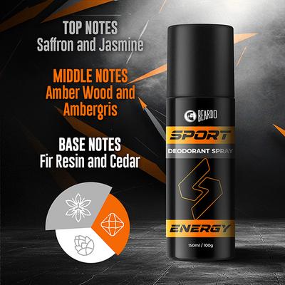 Beardo Sport Energy Deodorant Spray 150 ml - Men Deodorants/Roll-Ons