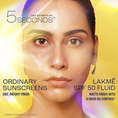 Lakme Sun Expert Dry Matte Fluid SPF 50++++ Sunscreen with 1% niac & ceramide, for oily skin 50 ml - Body Sunscreen