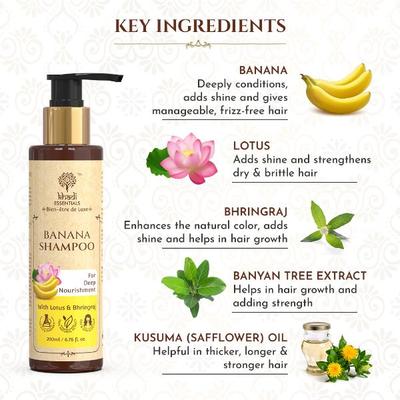 Khadi Essentials Banana Conditioner with Lotus & Bhringraj For Deep Nourishment 200 ml - Dry Shampoos & Conditioners