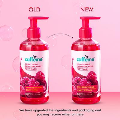 mCaffeine Brightening Raspberry Body Wash - Fruity Raspberry Aroma, Vitamin C Rich & 5% Glycerine 300 ml - Shower Gels & Body Wash