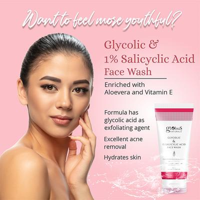 Globus Naturals Pimple Clear Glycolic & 1% Salicylic Acid Face Wash, Face Gel & Face Pack 1's - Makeup Kits & Sets