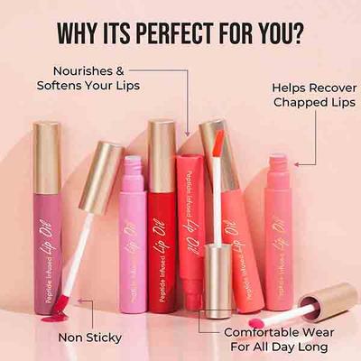 Insight Cosmetics Peptide Infused Lip Oil -Peach Fuzz 4.5 gm - Lip Glosses
