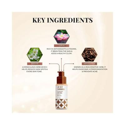Just Herbs Hyndrating Skin Tint BB Cream Foundation for Skin Tone, Natural SPF 15+ Bramhi + Lotus 40ml - Foundation
