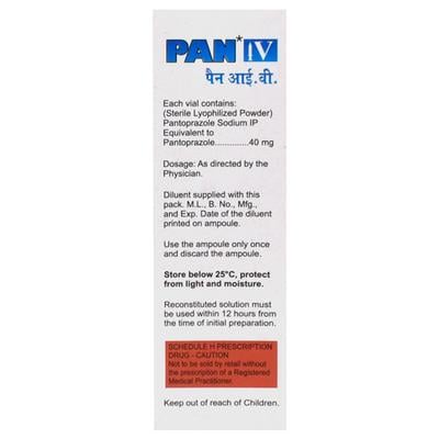 PAN IV 40mg Injection 1's - Ulcer/Reflux/Flatulence-Aaa