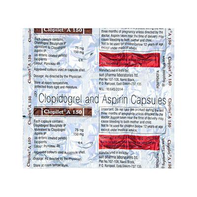 CLOPILET A 150 Capsule 15's - Blood Clot-Ant