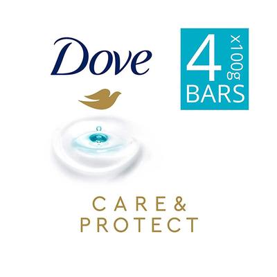 Dove Care & Protect Bar, Removes Germs & Moisturises Skin 400gm 4's - Soaps