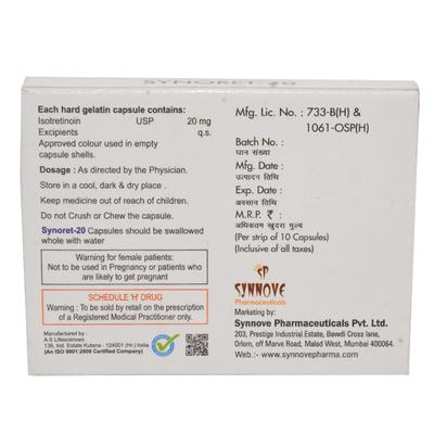 SYNORET 20 Capsule 10's - Acne-Acn