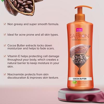 VI-John Saffron Cocoa Butter Fairnes Body Lotion for Men & Women 400 ml - Lotions & Creams