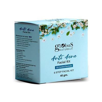 Globus Naturals Anti Acne 6 Step Facial Kit, for Oil Control & Unclogging Pore 40 gm - Facial Kits