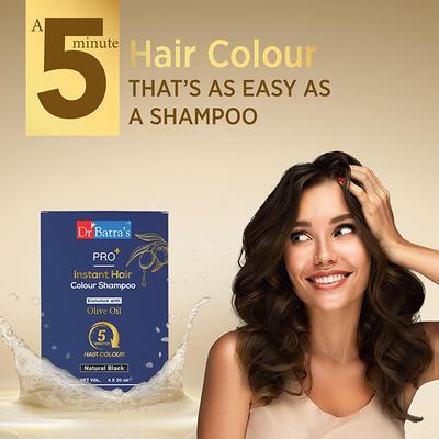 Dr Batras Pro+ Instant Hair Color Shampoo for Quick and Easy Hair Color, Enriched with Amla Extract - 4x20 Ml 4's - Shampoos