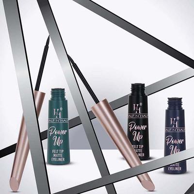 Half N Half Power Up Felt Tip Matte Eyeliner, 24H Long Lasting- Supreme Black 4.8 ml - Eyeliners