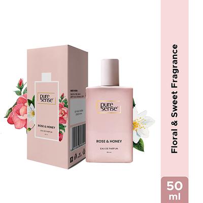 Pure Sense Rose & Honey Long Lasting Perfume Floral Fragrance for Women 50 ml - Women Perfumes (Edt/Edp)