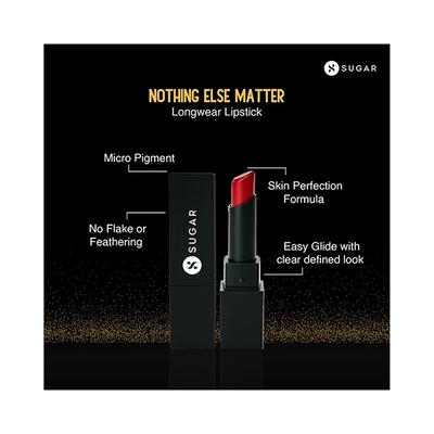 SUGAR Cosmetics Nothing Else Matter Longwear Lipstick - 05 Coral Dilemma (Bright Orange Red) 3.2 gm - Lipsticks