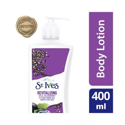 St. Ives Revitalizing Acai Blueberry & Chia Seed Body Lotion 100% Natural Moisturizers 400 ml - Lotions & Creams