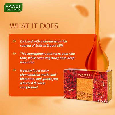 Vaadi Herbals Handmade Soap with Essential Oils - Luxurious Saffron Skin Whitening Therapy 75gm - Soaps