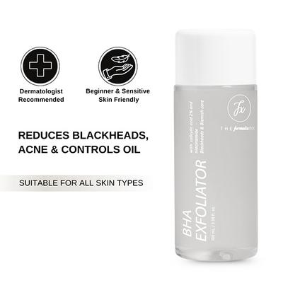 The Formularx 2% BHA Exfoliator with 2% Salicylic Acid and 2% Niacinamide for Blackheads, Acne, Oily Skin 100 ml - Scrubs & Exfoliants