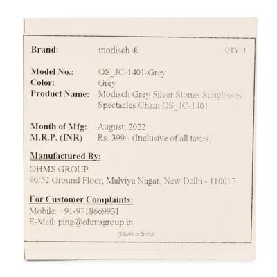 Modisch Grey Silver Stones Sunglasses Chain (JC-1401-Grey) 1's - Wearables Sunglasses