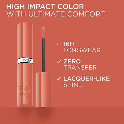 Loreal Paris Infallible Laque Resistance Lacquer-Like Shine, 16H Longwear, 225 Rouge Confidence 4 ml - Liquid Lipsticks